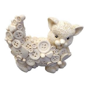 Button Carved Cat Resin Figure